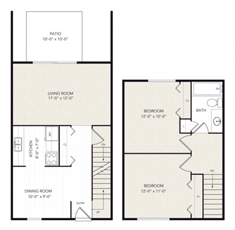 2 bedroom 1 bathroom Floor plan A at Forest Glen, Midland, MI